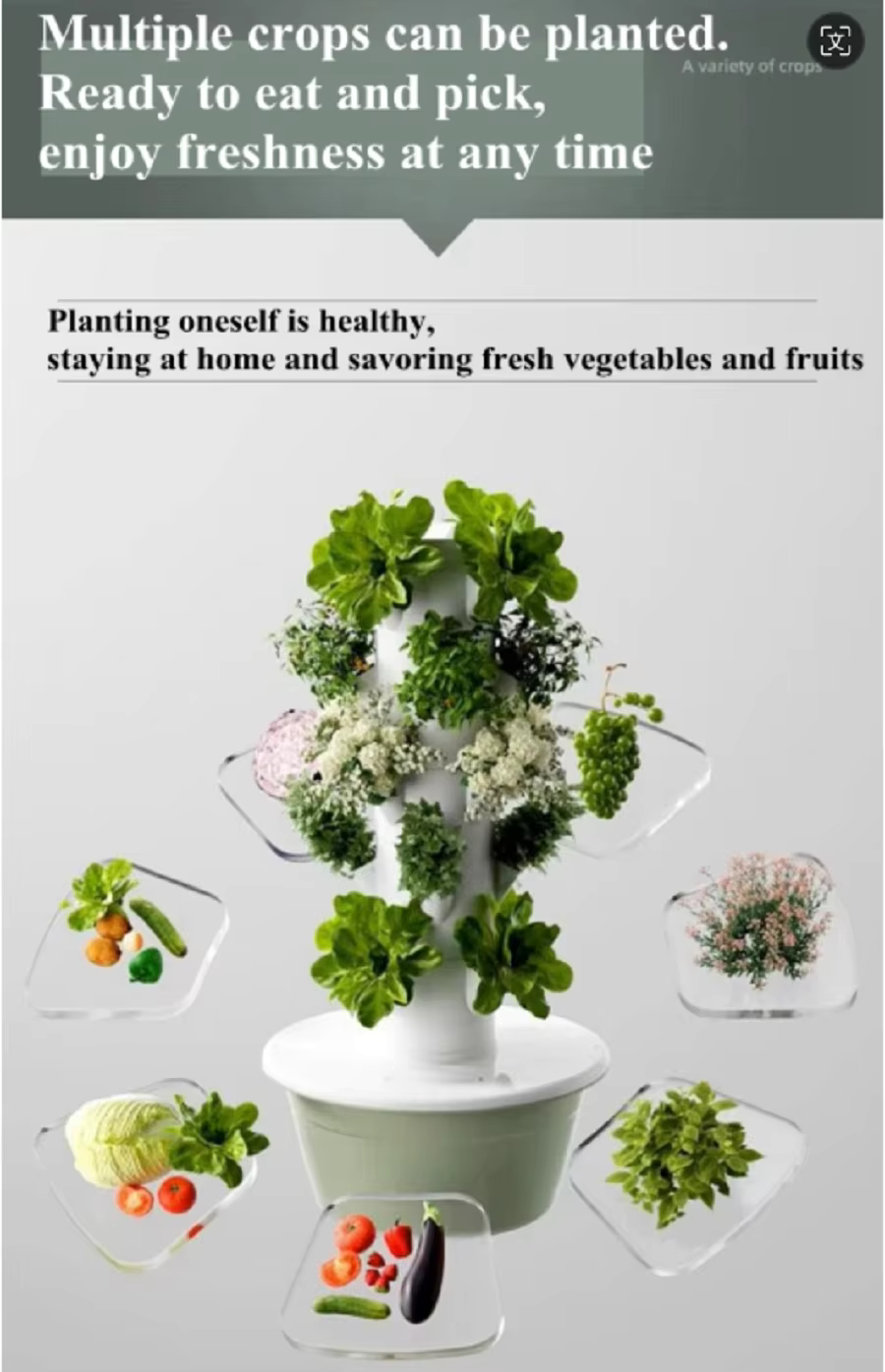 Vertical Garden Tower, Hydroponic 9 Layer, 36 Holes Plant Stacker