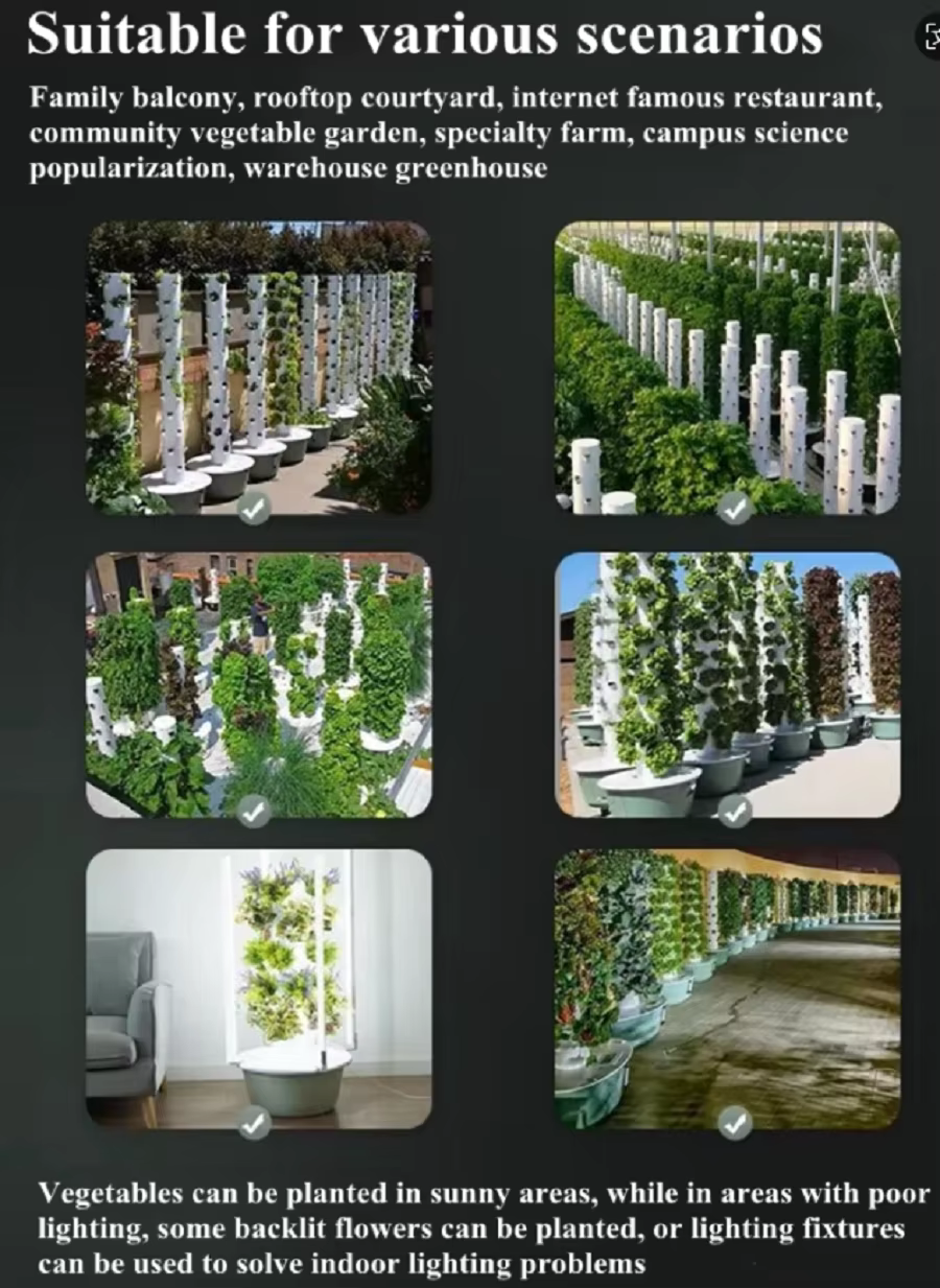 Vertical Garden Tower, Hydroponic 9 Layer, 36 Holes Plant Stacker