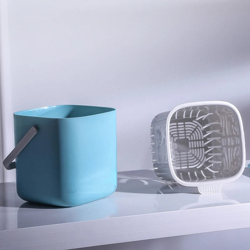 Innovative Plastic Kitchen Food Waste Trash Can Compost Drainer Rubbish Container