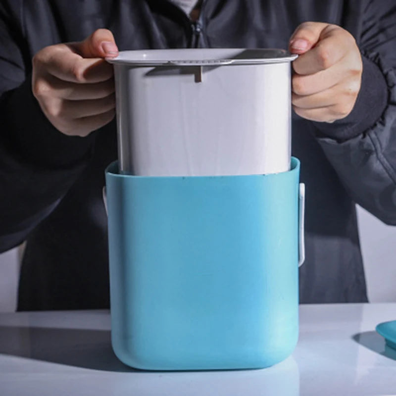 Innovative Plastic Kitchen Food Waste Trash Can Compost Drainer Rubbish Container